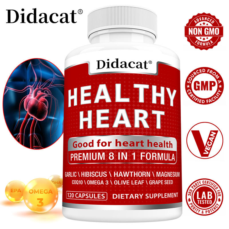 Health Wellness Energy - Herzgesundheitskapseln mit CoQ10, Omega-3, Knoblauch, Olivenblatt