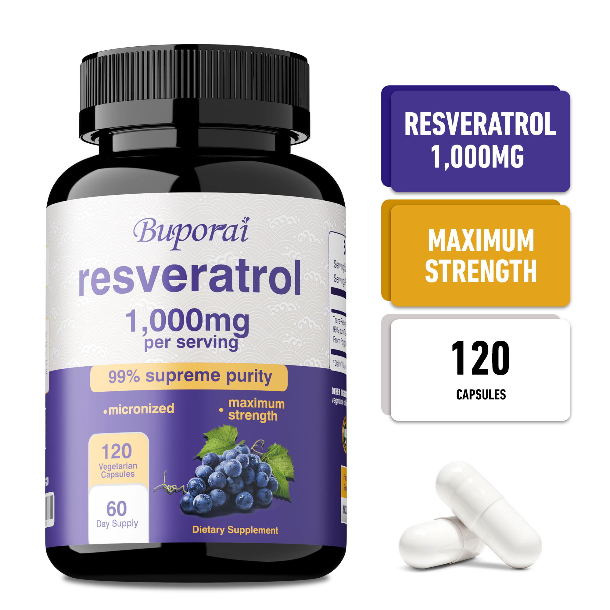 Resveratrol-Kapseln – Fördert  – Health Wellness Energy Bewertung und Preis